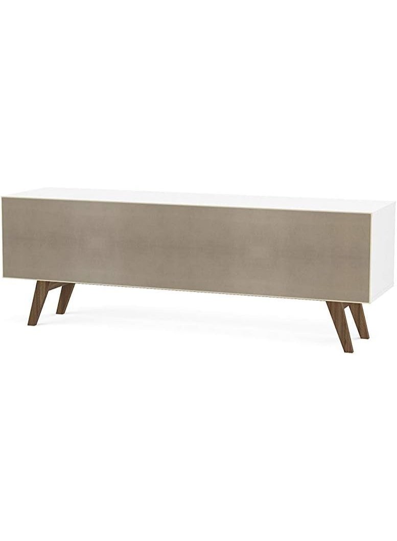 Polifurniture Porto Rico Two Door 59" TV Stand, White/Brown Walnut - Image 4